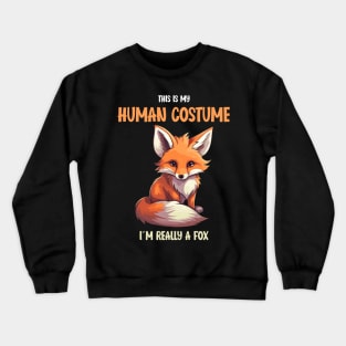 Cute Fox Halloween T-Shirt | This is My Human Costume Tee | Animal Lovers Shirt | Charming Anime Gift Idea | Easy Outfit Crewneck Sweatshirt